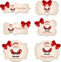 Merry Christamas and Happy New Year banners with cute red bow and Santa Claus