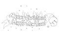 Merry Christmas and Happy New Year. Hand drawned vector line art Royalty Free Stock Photo