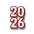 Red 3D Year 2026 Sign on White Background Royalty Free Stock Photo