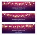 Merry Christmas Abstract Ligth Bulb Garland Background Vector Illustration