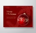 Merry Christmas Abstract Vector Greeting Card, Poster or Holiday Background. Classy Red and Gold Colors, Glitter and Royalty Free Stock Photo