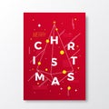 Merry Christmas Abstract Vector Swiss Style Minimalistic Poster, Card or Background. Modern Typography and Soft