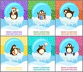 Merry Christmas Animals in Balls Penguins Set Royalty Free Stock Photo