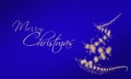 Merry Christmas background in blue with calligraphy and stylized