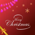 Merry Christmas background with colorful lights and shining snowflakes