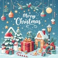 Merry Christmas background with christmas element. Vector illustration of christmas design template Royalty Free Stock Photo