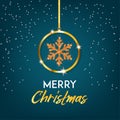 Merry christmas background with golden glitter snowflake Vector Royalty Free Stock Photo