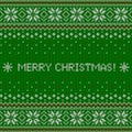 Merry Christmas background. Knitted scandinavian pattern