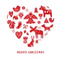 Merry Christmas background with Nordic style illustrations