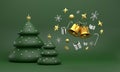 Merry Christmas background with shining gold ornaments. Christmas tree,  snowflakes, gift, candy Royalty Free Stock Photo