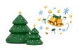 Merry Christmas background with shining gold ornaments. Christmas tree,  snowflakes, gift, candy Royalty Free Stock Photo