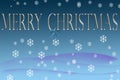 Merry Christmas background with silver letters and blue background