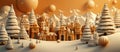 Merry Christmas background : snow landscape, snowman, gift and Christmas trees, 3d Vector illustration Royalty Free Stock Photo