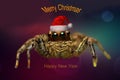 Merry Christmas Background with 2018 spider Insect macro Royalty Free Stock Photo