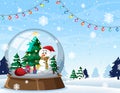 Merry Christmas background template with snowdome