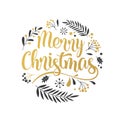 Merry Christmas Background with Typography, Lettering. Greeting card, banner and poster Royalty Free Stock Photo