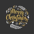 Merry Christmas Background with Typography, Lettering. Greeting card, banner and poster Royalty Free Stock Photo