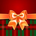 Merry Christmas background with yellow ribbon bow, 10eps