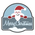 Merry Christmas badge or sticker with Santa Claus holding sign Royalty Free Stock Photo