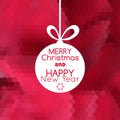 Merry Christmas ball card abstract red background Royalty Free Stock Photo