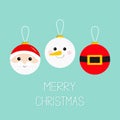 Merry Christmas ball toy hanging icon set. Tree decoration Royalty Free Stock Photo