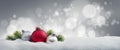 Merry Christmas balls and fir twigs in the snow Royalty Free Stock Photo