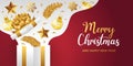 Merry Christmas Banner Background vector. Christmas vector Background with decorative element illustration. Merry christmas and Royalty Free Stock Photo