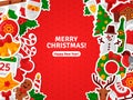 Merry Christmas Banner Flat Christmas Icons Stickers. Royalty Free Stock Photo