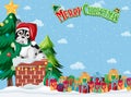 Merry Christmas banner with French bulldog