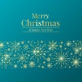 Merry christmas banner - gold tab bar with abstract line snow sign on blue background vector design Royalty Free Stock Photo