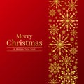 Merry christmas banner gold Vertical bar with abstract luxury snow sign on red background vector design Royalty Free Stock Photo