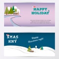 Merry Christmas banner gorizontal background, vector illustration.