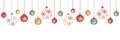 merry christmas banner with hanging ball decoratoin on white background