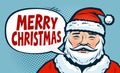 Merry Christmas, banner. Happy Santa Claus. Pop art retro comic style. Cartoon vector illustration Royalty Free Stock Photo