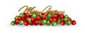 Merry Christmas Banner with Ornaments Red Green Gold Royalty Free Stock Photo