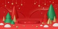 Merry Christmas banner, podium to display products Royalty Free Stock Photo