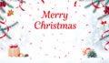 Merry christmas banner with red ribbons and a star Royalty Free Stock Photo