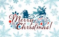 Merry Christmas banner. Santa Claus on reindeer. Vector illustration Royalty Free Stock Photo