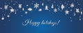 Merry Christmas banner with sparkling silver decoration on black background Royalty Free Stock Photo