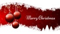 Merry Christmas banner. Three Red Christmas ornament balls on red and white background. Vector illustration, eps10