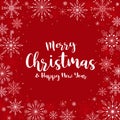 Merry christmas banner - white red frame with abstract line snow sign on red background vector design Royalty Free Stock Photo