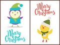 Merry Christmas Banners Congratulation from Birds