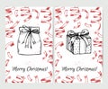 Merry Christmas banners with gift boxes and confetti. Royalty Free Stock Photo