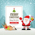 Merry Christmas banners sale Santa Claus and reindeer design Royalty Free Stock Photo