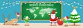 Merry Christmas banners.santa claus and elfs work in christmas room Royalty Free Stock Photo