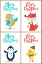 Merry Christmas Banners Set on Vector Illustration