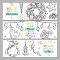 Merry Christmas banners. Vector illustration. Isolated objects Royalty Free Stock Photo