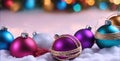 Merry Christmas baubles on snow Royalty Free Stock Photo
