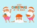 Merry Christmas at the beach. Summer Santa characters. Tropical Christmas and Happy New Year Royalty Free Stock Photo