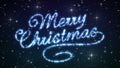 Merry Christmas Beautiful Text Appearance Animation in the Night Winter Sky. Text made of Stars. HD 1080. Loop-able